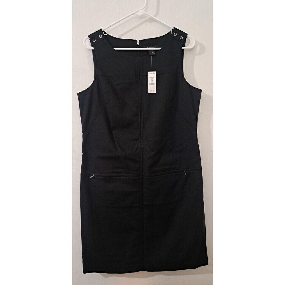 White House Black Market Womens Size 12 Black A Line Shift Dress Stretch $150